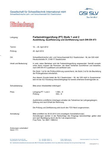 Infoblatt Farbeindringprüfung (PT) - SLV Schweißtechnische Lehr ...