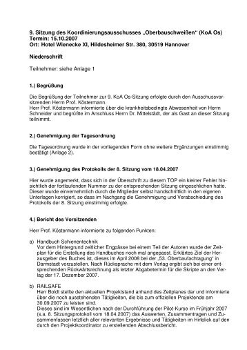 Entwurf Niederschrift_KOA 9.Sitzung - SLV Hannover