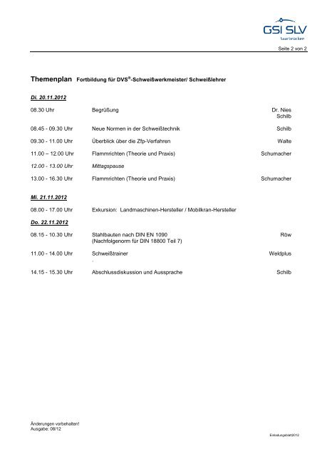 Fortbildung DVS Schweißwerkmeister / Schweißlehrer - SLV ...