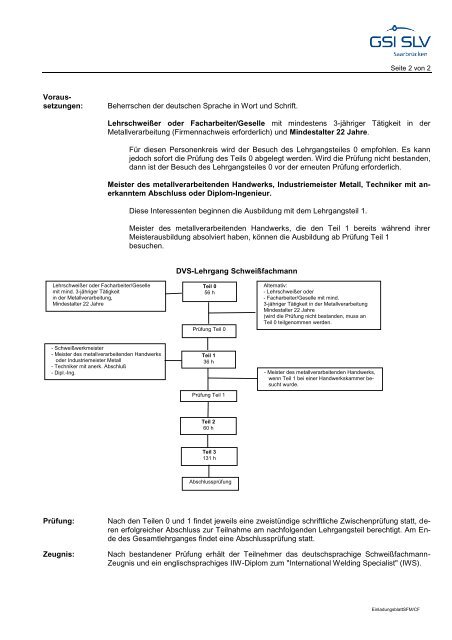 Schweißfachmann-Lehrgang 2009-2010 - SLV Schweißtechnische ...