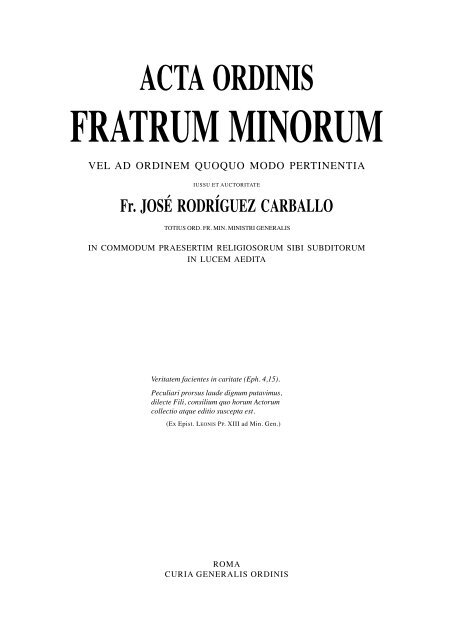 acta ordinis fratrum minorum - OFM