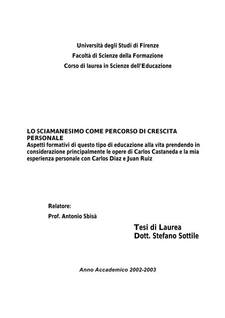 Tesi di Laurea Dott. Stefano Sottile - C.r.o.p.