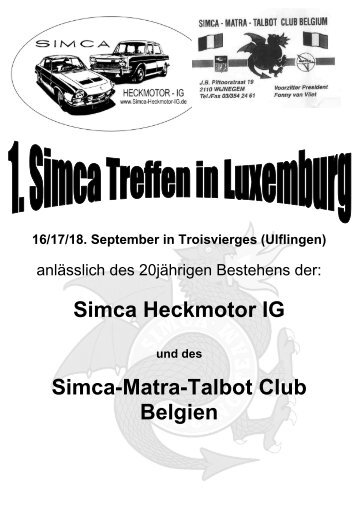 Simca Heckmotor IG Simca-Matra-Talbot Club Belgien