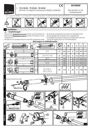 Bedienungsanleitung Rolladenmotor SIMU T3.5HZ02 - E-motore.com