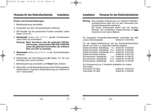 Bedienungsanleitung Rollmat G/S Art. - Simu Antriebe