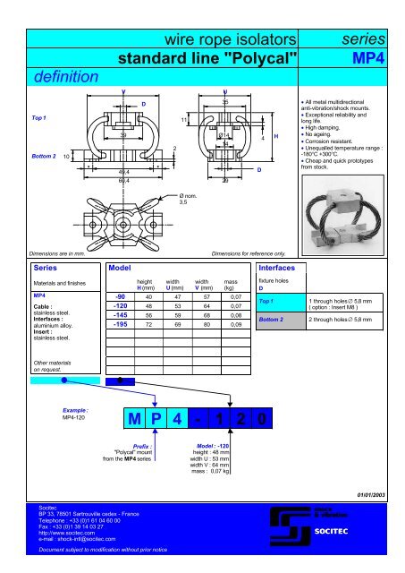 wire rope isolators series standard line &quot;Polycal&quot; MP4 ... -  Socitec