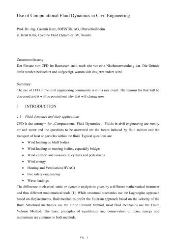 Use of CFD in Civil Engineering (PDF) - SOFiSTiK AG