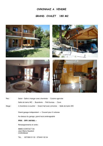 OVRONNAZ A VENDRE GRAND CHALET 180 M2 - Softel