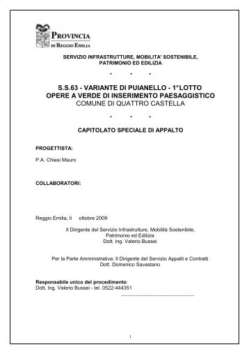 2009S capitolato verde Puianello.pdf - Provincia di Reggio Emilia