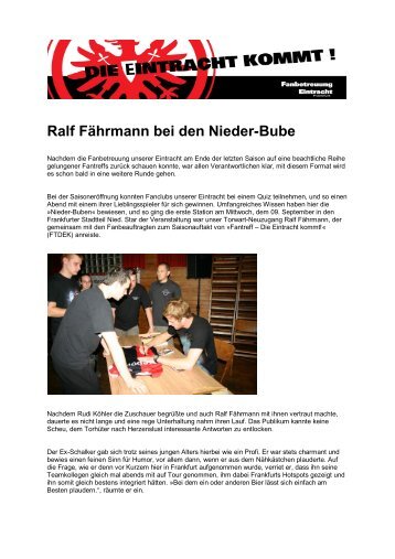 Ralf Fährmann bei den Nieder-Bube - Eintracht Frankfurt