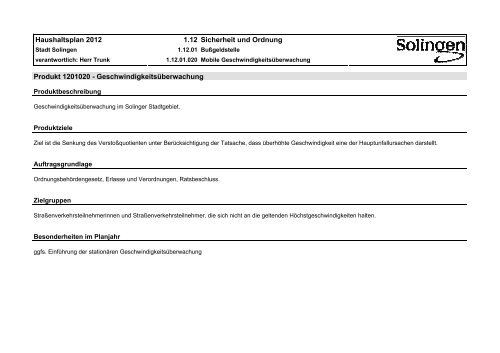 12.01 Bußgeldstelle - Stadt Solingen