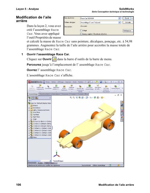 Projet de conception F1 in SchoolsTM avec le logiciel SolidWorks ...