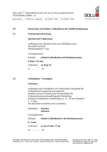 Ausschreibungstext Sockelputz SP 20 - 50 Alt- und Neubau - Solubel