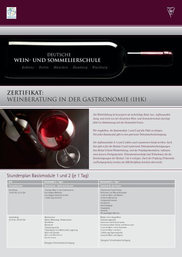 Stundenplan Basismodule 1 und 2 - Sommelier Union Deutschland eV