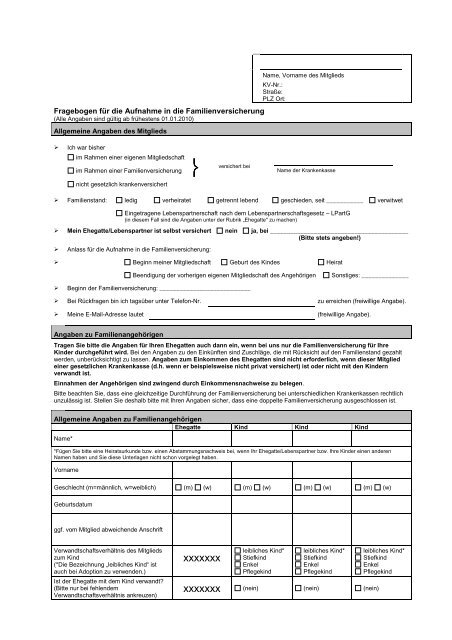 Antrag Auf Familienversicherung Skd Bkk