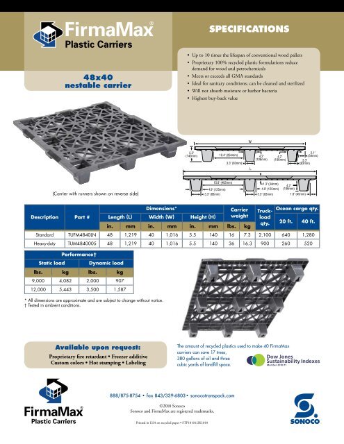 FirmaMax 48 x 40 Nestable Pallet - Sonoco