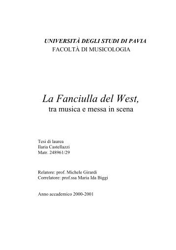 La Fanciulla del West, - Università degli studi di Pavia