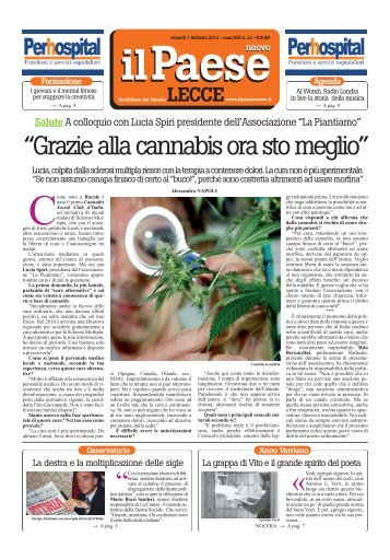 “Grazie alla cannabis ora sto meglio” - Il Paese Nuovo