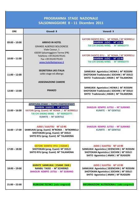 PROGRAMMA STAGE NAZIONALE SALSOMAGGIORE 8 ... - Libertas