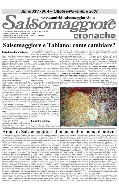 Salsomaggiore e Tabiano: come cambiare? Anno XIV - Amici di ...