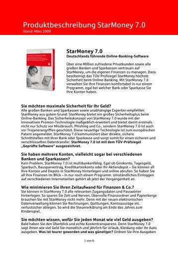 S Produktbeschreibung StarMoney 7.0 - Sparkasse Neuss