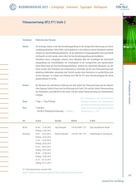 Filmauswertung (rT2.FI*) Stufe 2 - SLV Duisburg