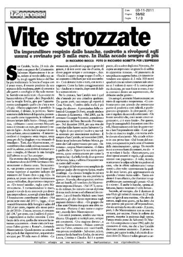 Vite strozzate (Riccardo Bocca, L'Espresso)