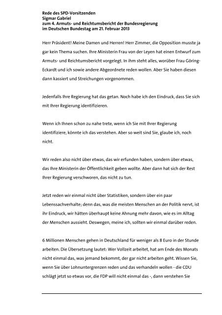 Rede Des Spd Vorsitzenden Sigmar Gabriel Zum 4 Armuts Und