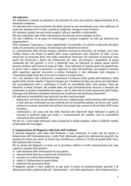 1° Rapporto sullo Stato dell'Ambiente del Comune di ... - PUCG