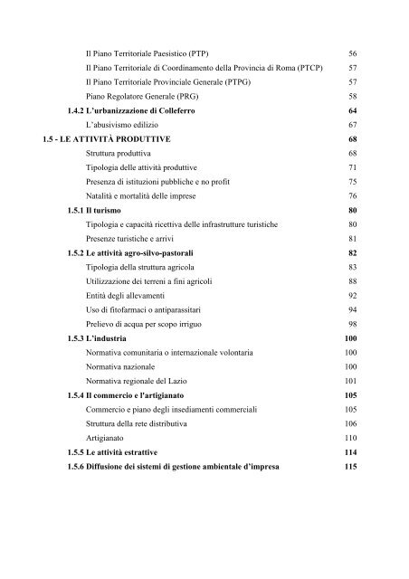 1° Rapporto sullo Stato dell'Ambiente del Comune di ... - PUCG