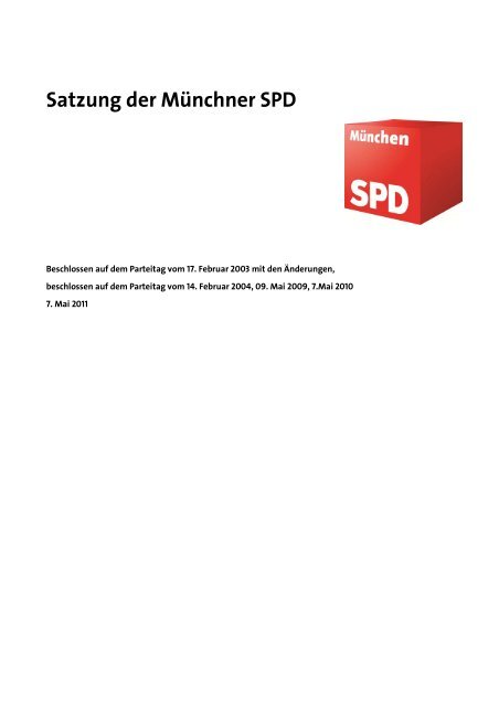 Satzung der Münchner SPD [PDF] - SPD Ortsverein München-Au
