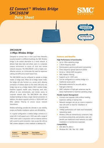 EZ Connect™ Wireless Bridge SMC2682W Data Sheet