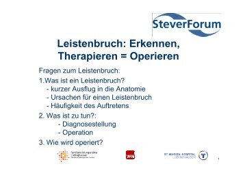 Leistenbruch: Erkennen, Therapieren = Operieren