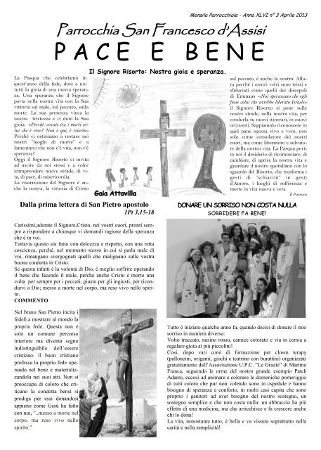 PACE e BENE_n°3_Aprile_2013 - Parrocchia San Francesco d'Assisi