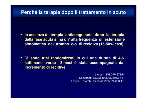 terapia della trombosi venosa profonda in acuto e cronico