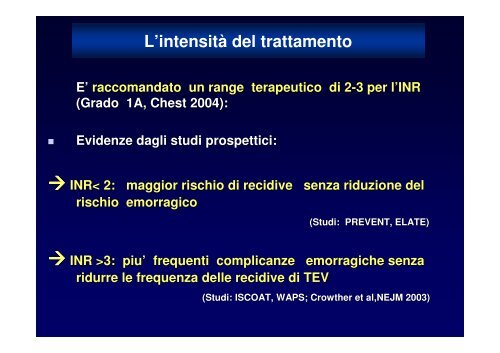 terapia della trombosi venosa profonda in acuto e cronico