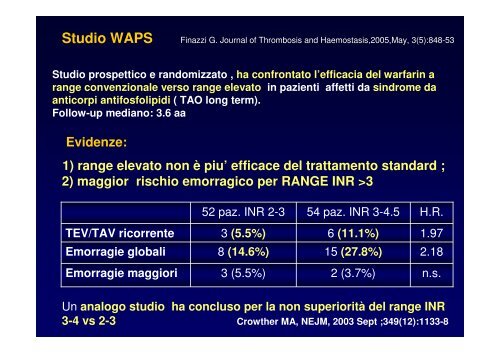 terapia della trombosi venosa profonda in acuto e cronico