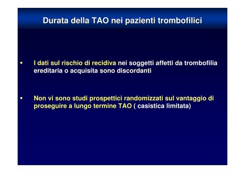 terapia della trombosi venosa profonda in acuto e cronico