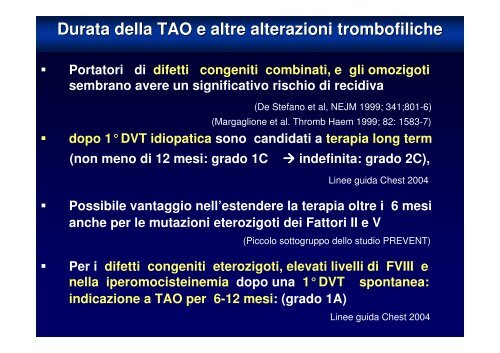 terapia della trombosi venosa profonda in acuto e cronico