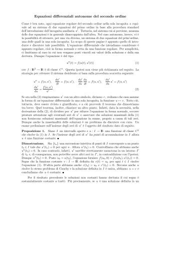 Equazioni differenziali autonome del secondo ordine