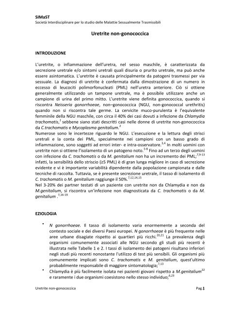 uretrite non gonococica trasmissione
