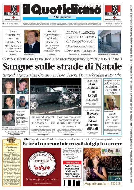 Il Quotidiano della Calabria del 27 dicembre - Bulldogvibocalcioa5.it
