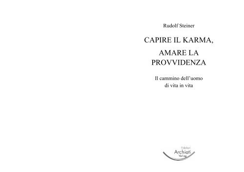 Steiner Capire Il Karma Amare La Provvidenzapdf Fuoco