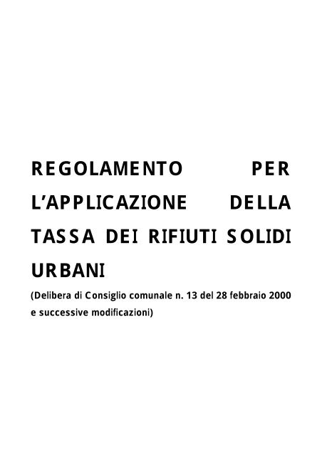 regolamento per l'applicazione della tarsu - Comune di Ardea