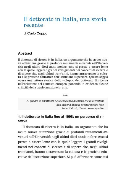 Il dottorato in Italia, una storia recente (Cappa) - Rivista Scuola IaD