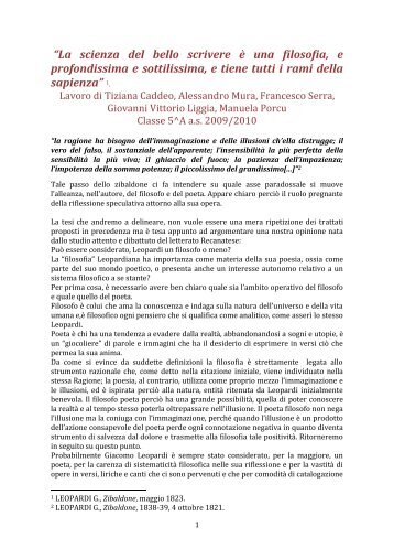 “La scienza del bello scrivere è una filosofia, e profondissima e ...