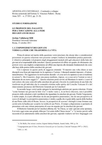 Le proposte del Pallotti per l'educazione alla - Incontri