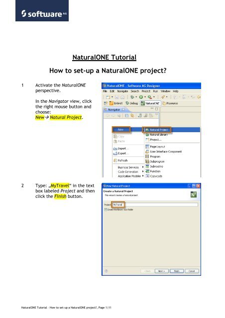 NaturalONE Tutorial How to set-up a NaturalONE ... - Software AG