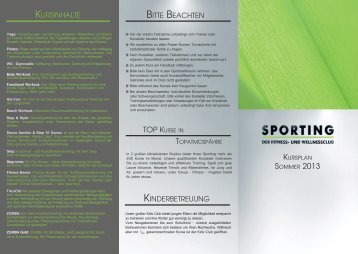 Laden Sie hier den Kursplan als PDF zum Ausdrucken ... - SPORTING