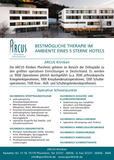 Schmerzen lindern, Beweglichkeit verbessern ... - Arcus Sportklinik